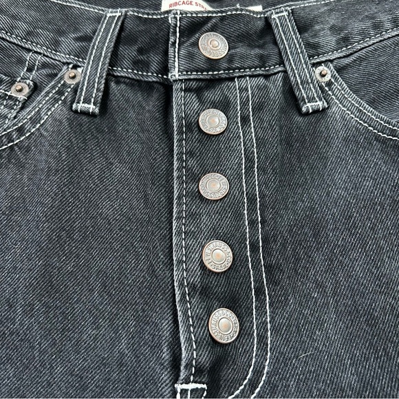 Levis Ribcage Ankle Straight Faded Black Jeans Contrast Stitch Size W26/L27 - Picture 7 of 11